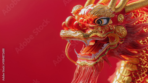 Wallpaper Mural Bright red traditional dragon decoration with intricate details and vibrant colors Torontodigital.ca