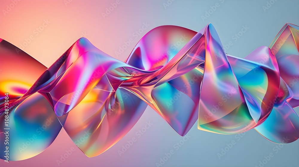 Abstract 3D Background Holographic twisted liquid 3d render glossy shape isolated on background. Generative AI Abstract 3D Background Holographic twisted liquid 3d render glossy shape isolated on background. Generative AI