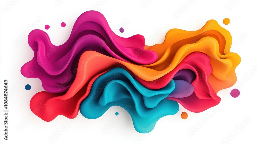 Fototapeta premium A vibrant, abstract design featuring flowing waves of pink, orange, and turquoise, creating a dynamic and colorful visual impact.