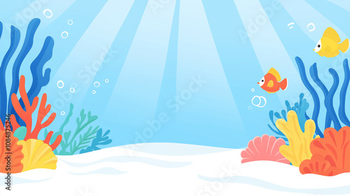 Wallpaper Mural Cartoon style illustration of sunlight shining on the sea bottom Torontodigital.ca