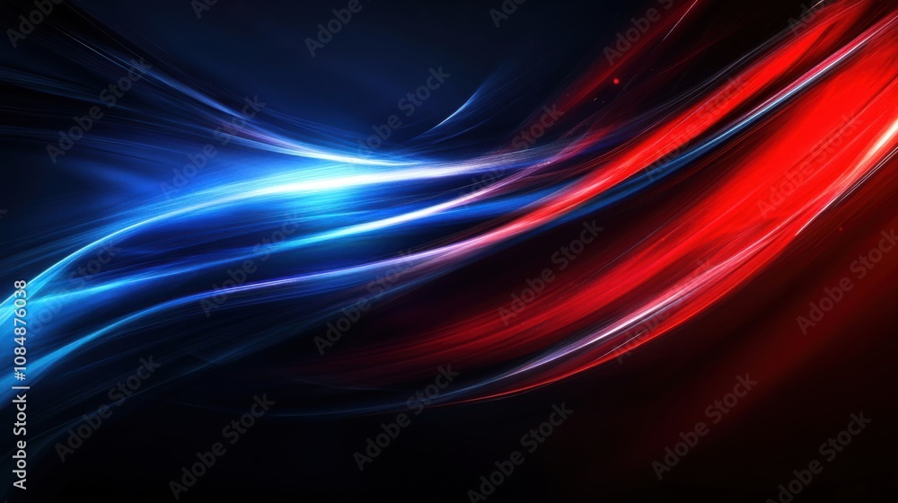 Fototapeta premium Diagonal red and blue streaks on a dark background representing futuristic energy