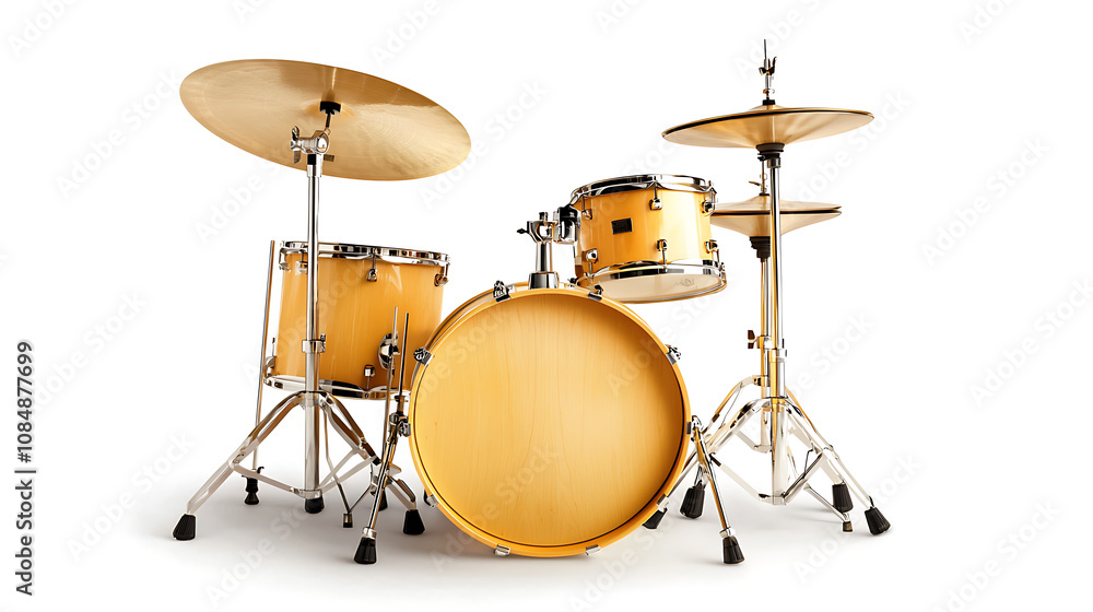 Classic drum set with natural wood finish, featuring bass drum, snare, and cymbals, perfect for music enthusiasts and performances Classic drum set with natural wood finish, featuring bass drum, snare, and cymbals, perfect for music enthusiasts and performances