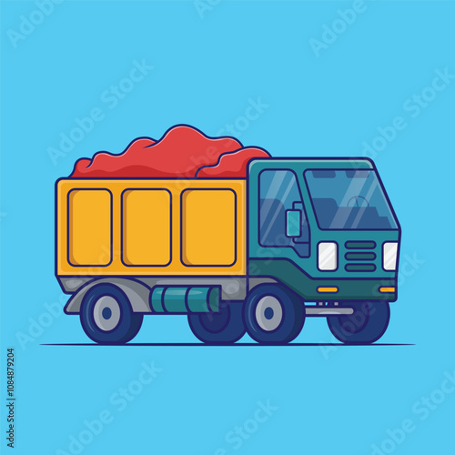 Vector Cute Cartoon Illustration Truck. Transportation Premium Isolated Concept Vector Icon. Cartoon Flat style