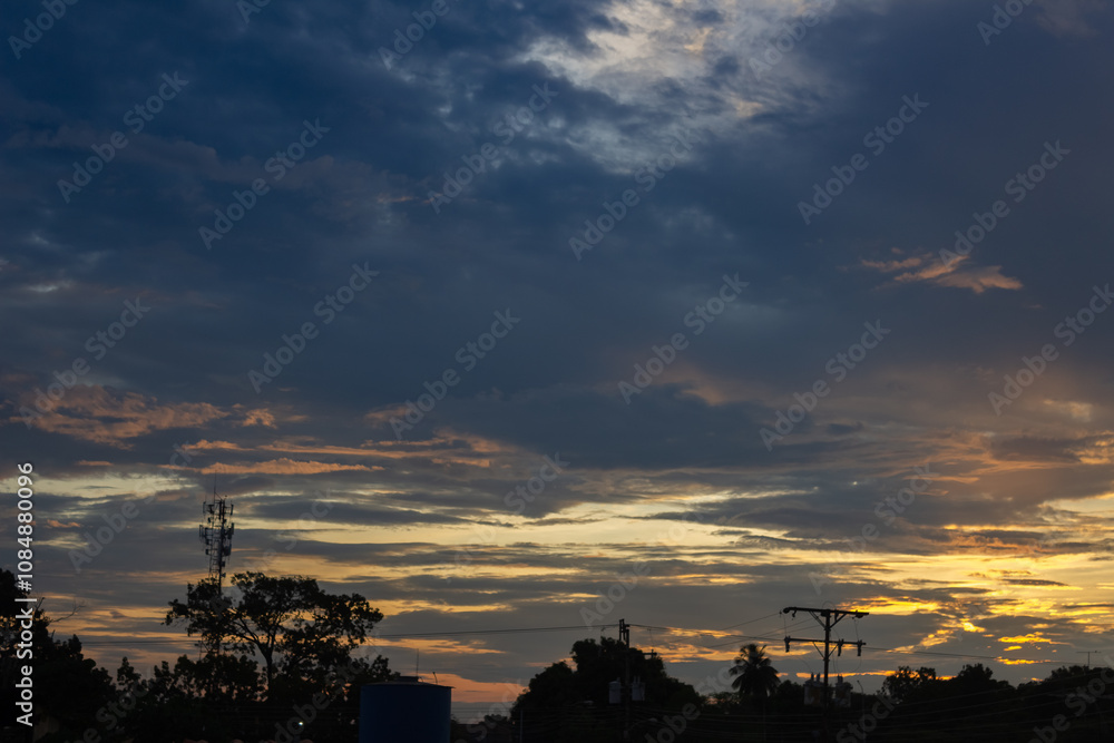 Beautiful sunset sky with clouds in the evening. Colorful sky. Beautiful sunset sky with clouds in the evening. Colorful sky.