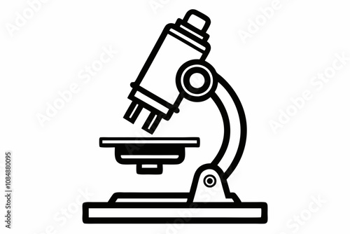 Microscope line art black and white vector illustration line art 