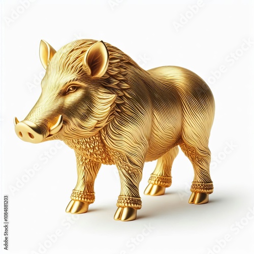 Golden Boar Figurine A representation of a boar made from gold w
