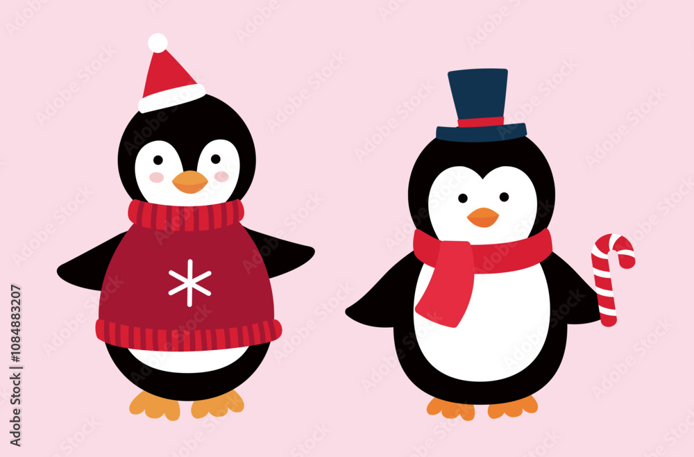 Set of cute Christmas penguins vector illustration.
flat style christmas penguin element. Set of cute Christmas penguins vector illustration.
flat style christmas penguin element.