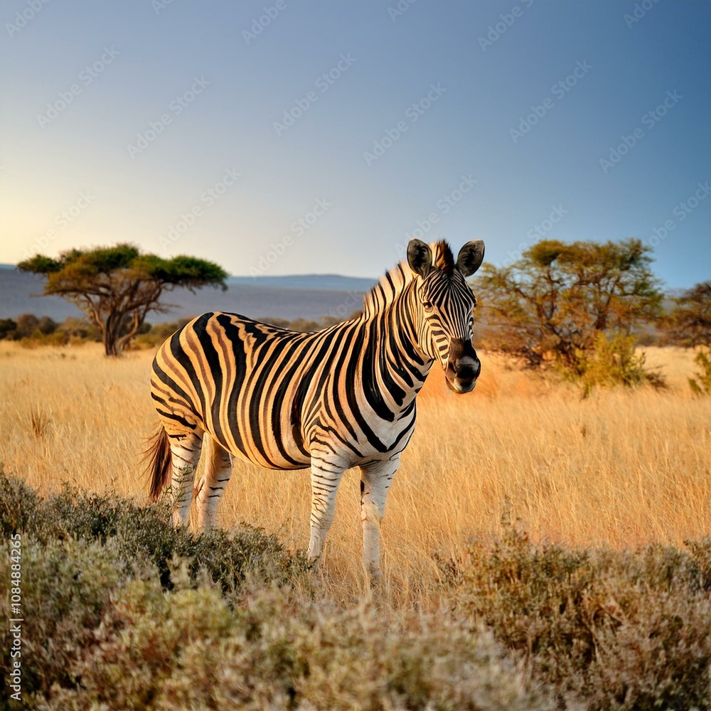 Naklejka premium zebra in the savannah