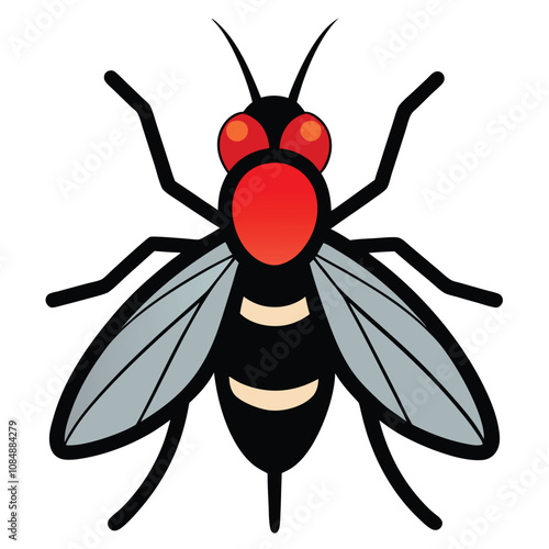 Solid color Housefly animal vector design