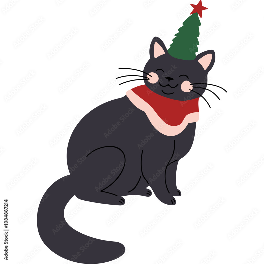 Cute cartoon flat vector cat Cute cartoon flat vector cat