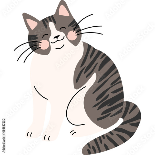 Cute cartoon flat vector cat