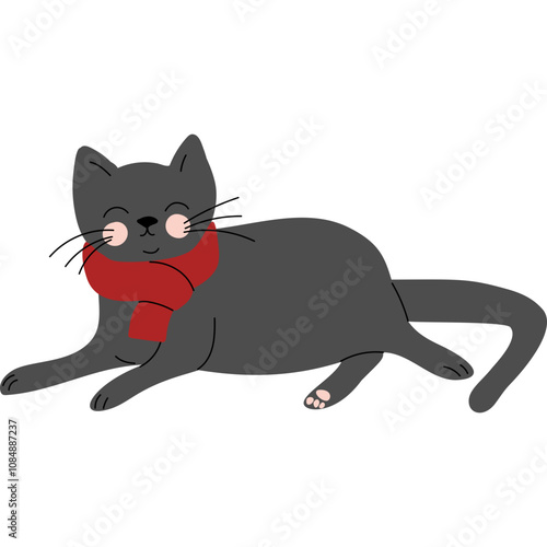 Cute cartoon flat vector cat