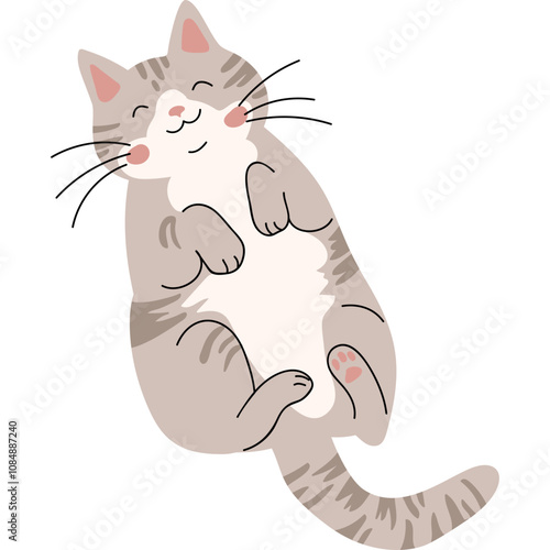 Cute cartoon flat vector cat