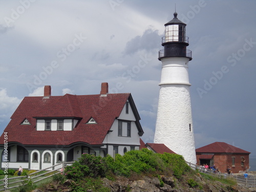 iconic lighthouse on the New England coast 