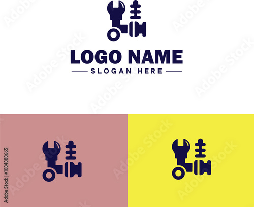 Plumbing icon Pipe symbol Plumbing emblem Waterworks icon flat logo sign symbol editable vector