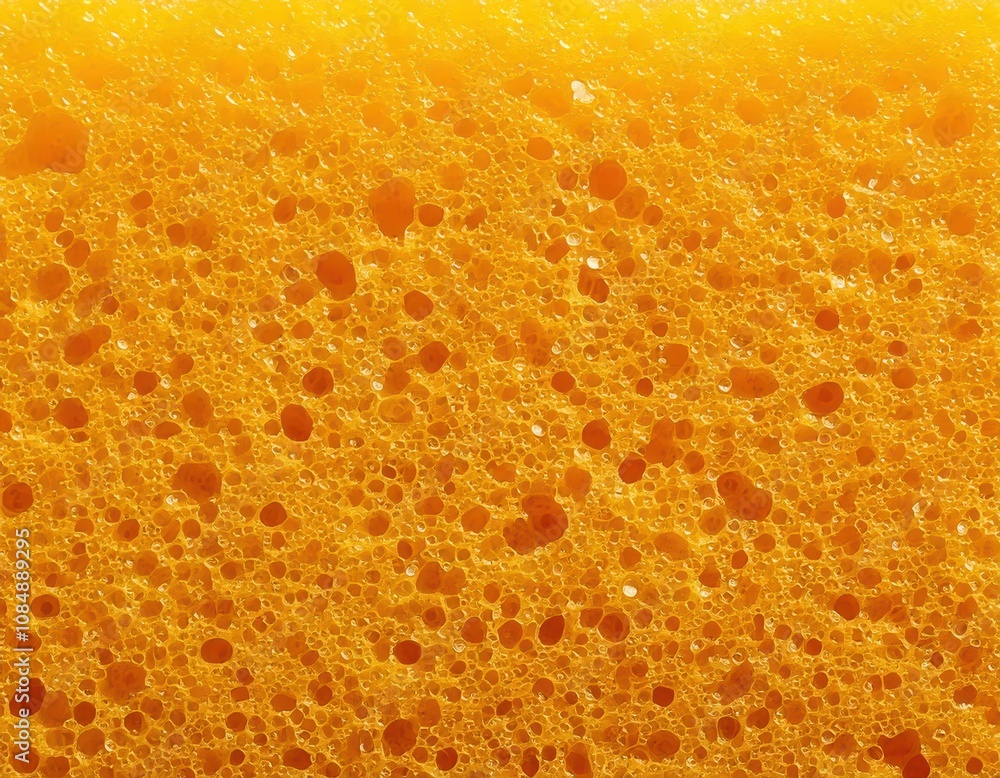 yellow kitchen sponge scrubbing pad porous texture macro close-up background