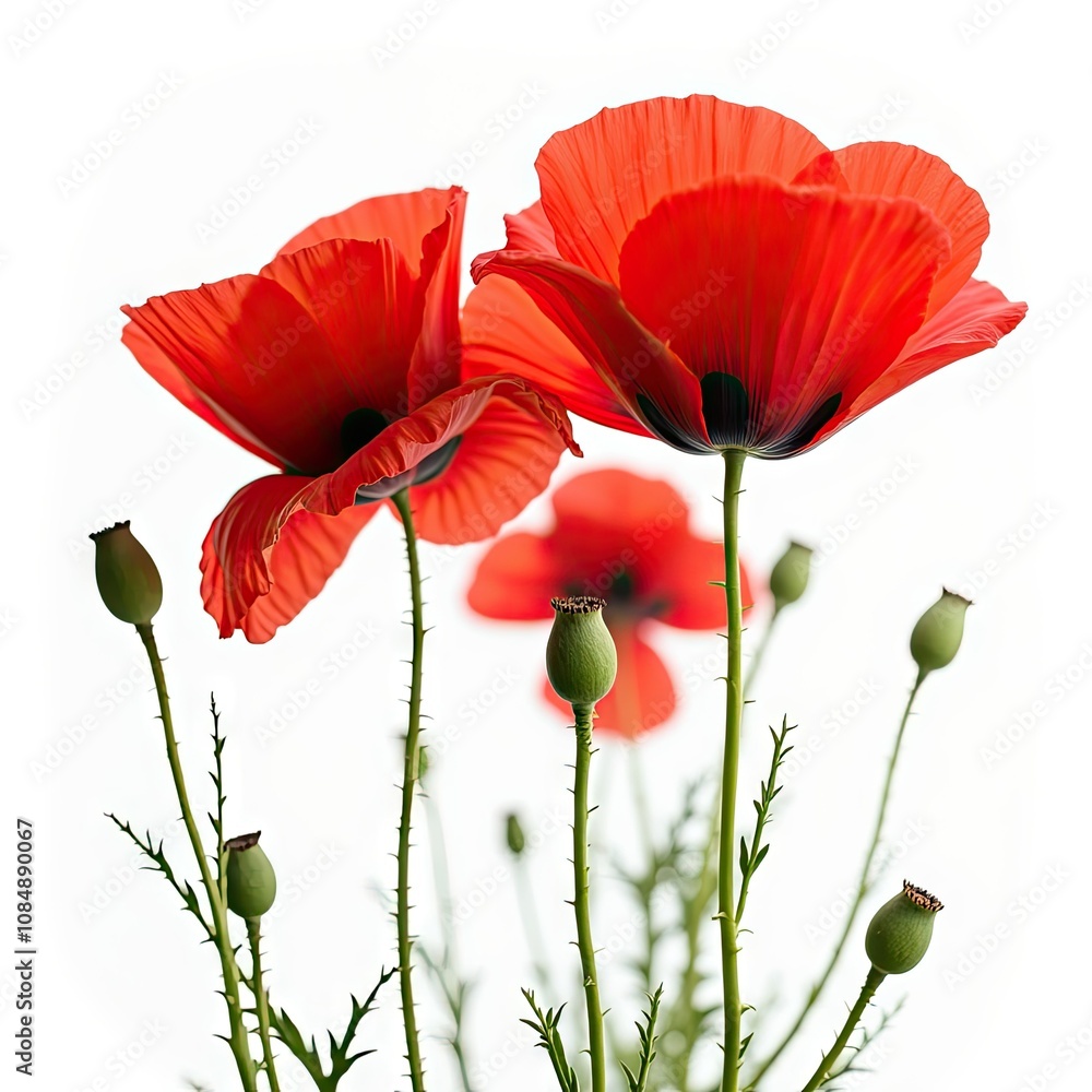 Obraz premium Realistic PNG Poppy Flower with Transparent Background