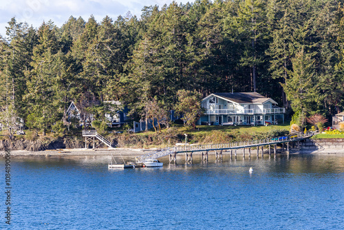 Scenic View of Waterfront Homes in Gulf Islands BC