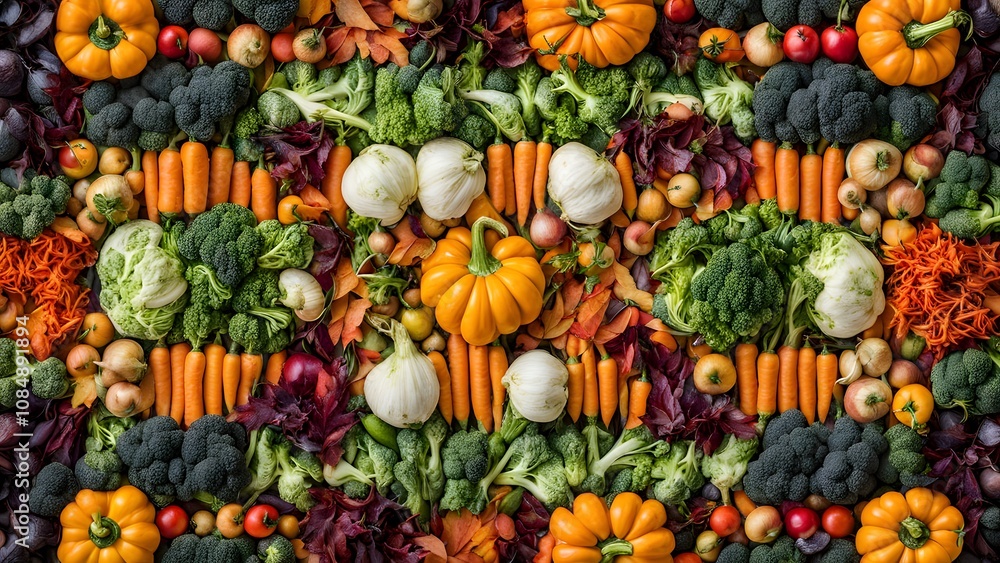 Top view arrangement of vegetables on wooden table, AI Generated Top view arrangement of vegetables on wooden table, AI Generated