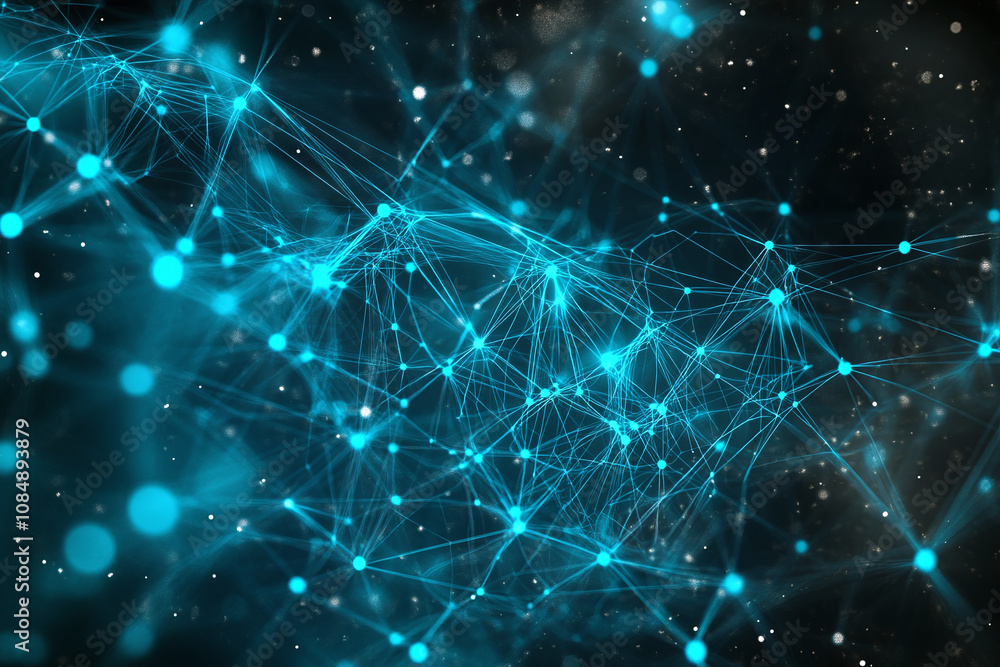 Obraz premium Abstract Digital Network Structure with Glowing Blue and Red Nodes