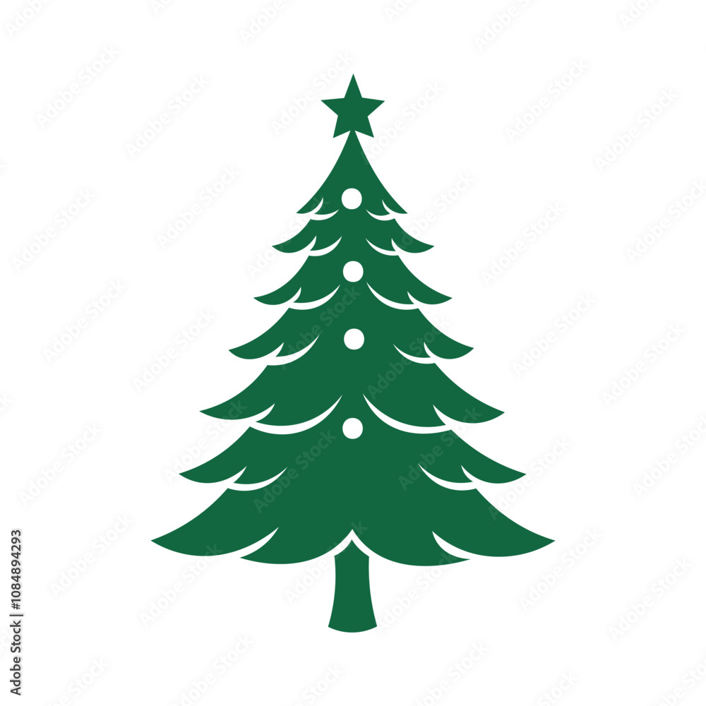 Christmas tree vector art illustration isolated on white background. Christmas tree vector art illustration isolated on white background.