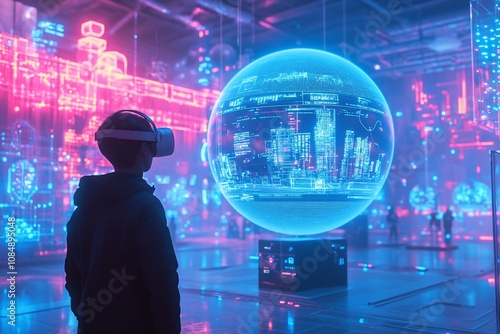 Wallpaper Mural Futuristic Exhibition Hall Showcasing Interactive Technology Innovations Torontodigital.ca