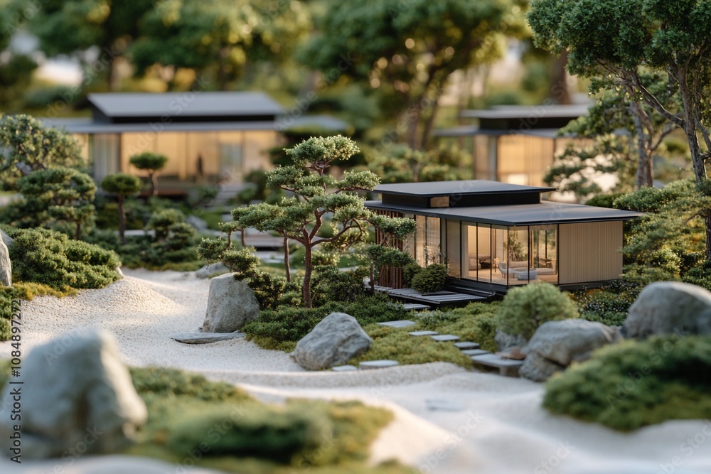 Serene Modern Homes in a Japanese Zen Garden Serene Modern Homes in a Japanese Zen Garden