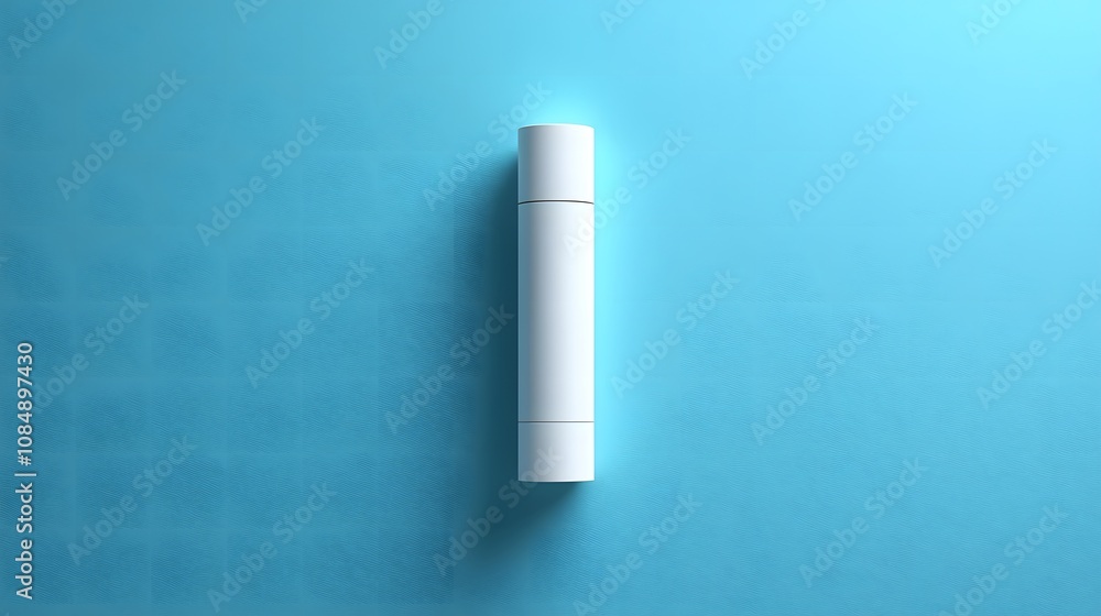 White Cylindrical Container on a Blue Background White Cylindrical Container on a Blue Background