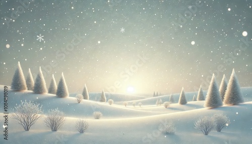 幻想的な雪景色のイラスト