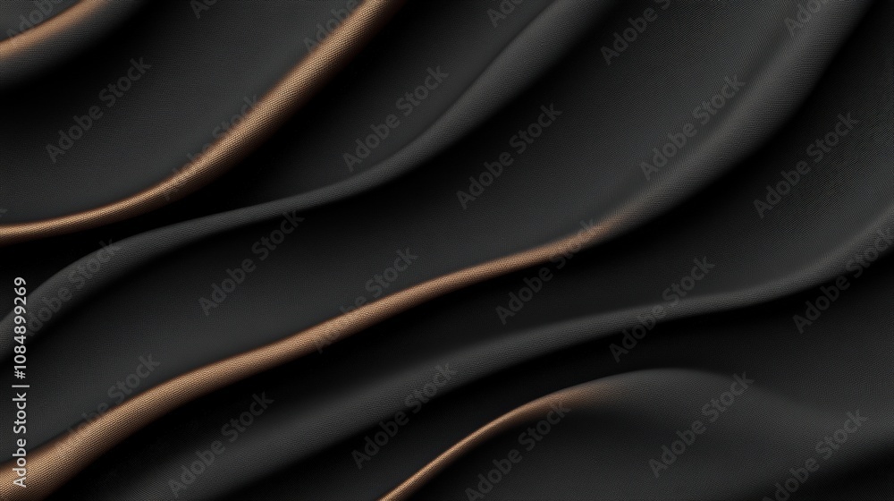Obraz premium Elegant Black and Brown Fabric Drapery with Smooth Waves and Textured Surface Ideal for Fashion, Interior Design, and Textile Backgrounds