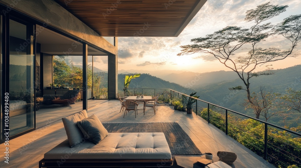 custom made wallpaper toronto digitalModern Balcony with Mountain View and Sunset