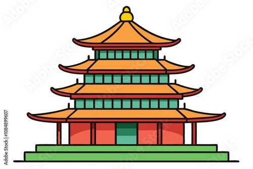 Traditional Pagoda | isolated vector illustration on white background