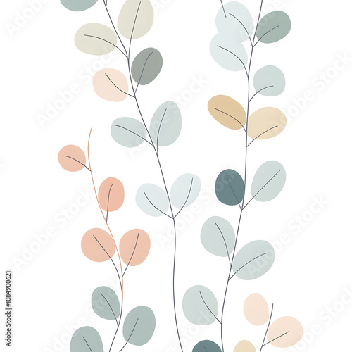 modern 2D doodle cartoon flower concept with open space for text, featuring whimsical floral and leafy elements on crisp white backgrounds.