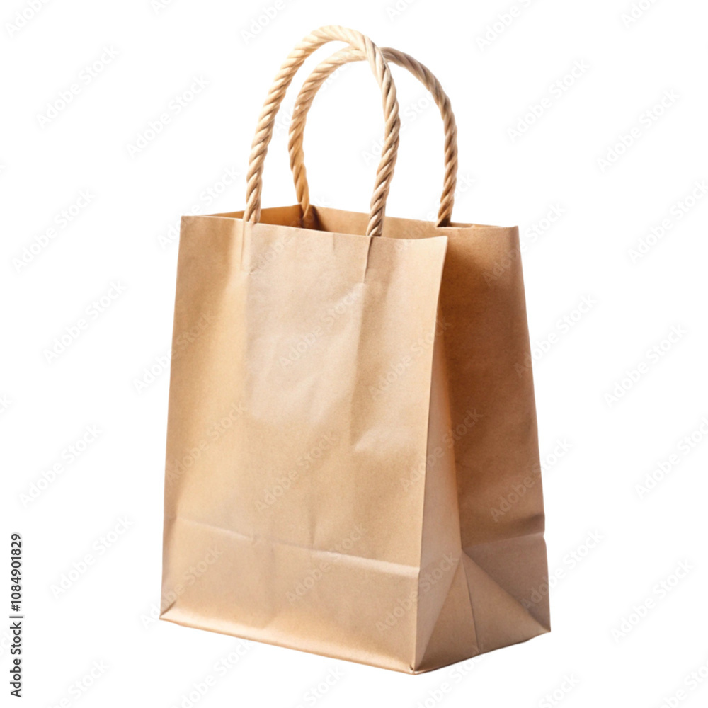 paper shopping bag with twisted handles isolated on transparent background paper shopping bag with twisted handles isolated on transparent background