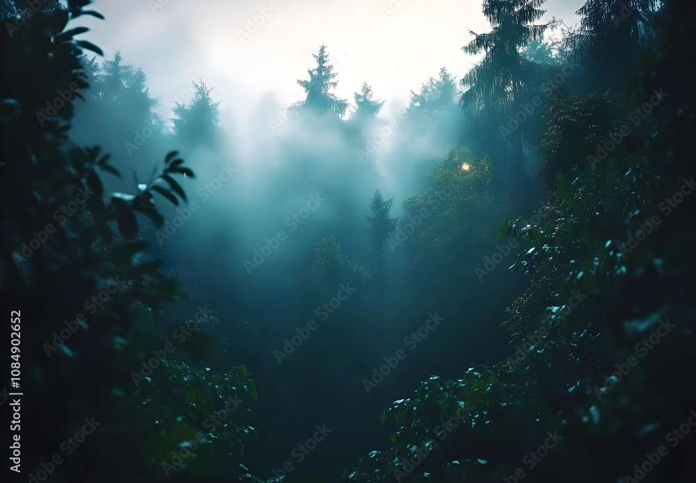 Misty Forest Surrounded by Tall Trees Misty Forest Surrounded by Tall Trees