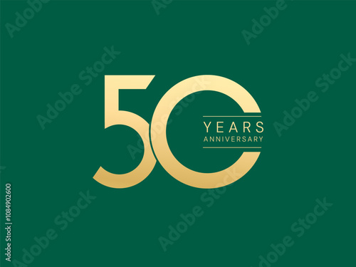50th Anniversary luxury gold celebrationwith Overlapping Letters Text in number logo typography vector design twisted infinity concept. Fifty Years anniversary gold template for celebration event, web