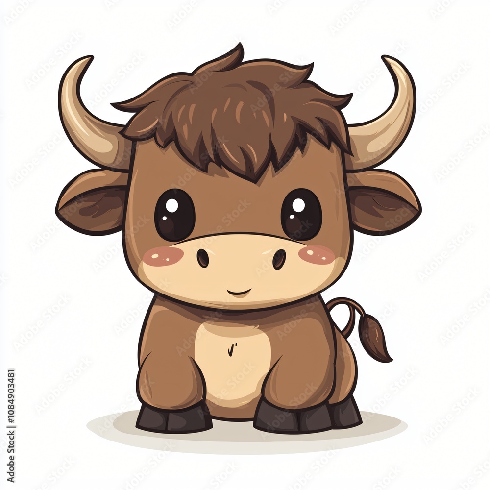Cute Cartoon Baby Bull Cow Calf Illustration Cute Cartoon Baby Bull Cow Calf Illustration
