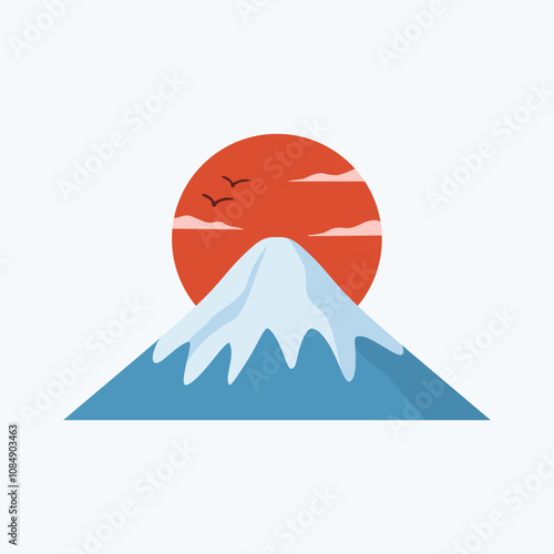 Fuji mountain with sun vector design