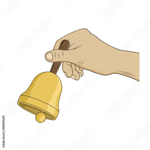 Hand holding school bell vector illustration