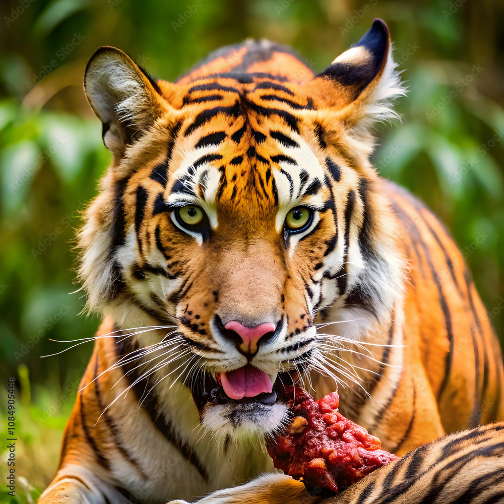 Fototapeta premium tiger eat deer