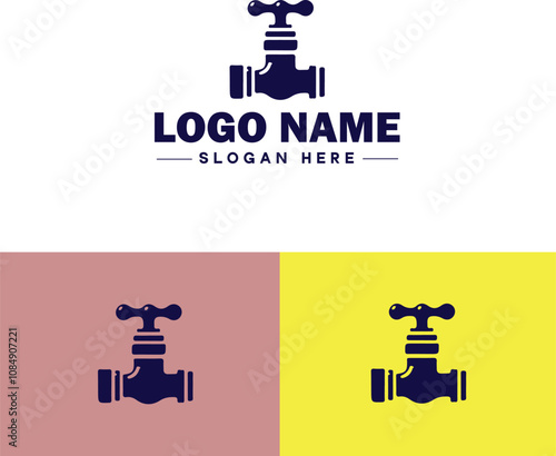 Plumbing icon Pipe symbol Plumbing emblem Waterworks icon flat logo sign symbol editable vector