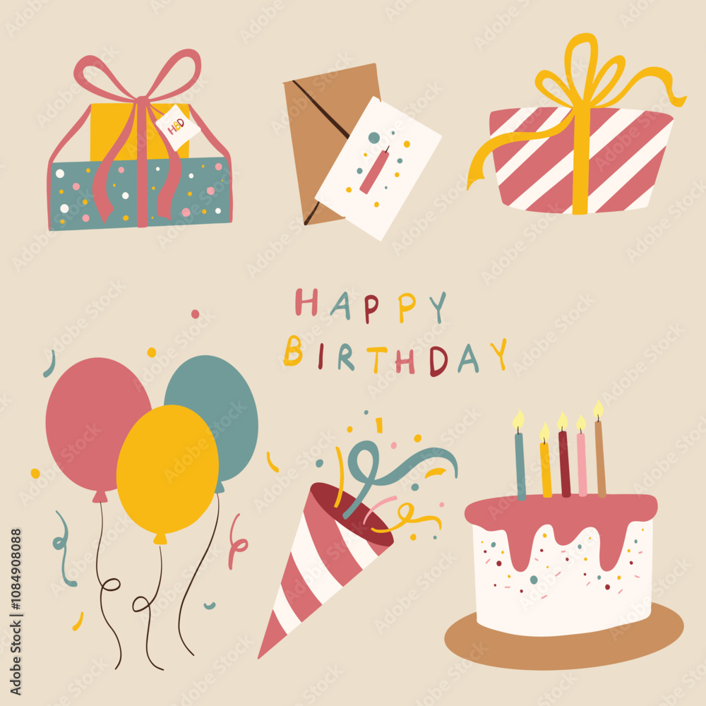 Birthday Party Icon Elements vector illustration Birthday Party Icon Elements vector illustration