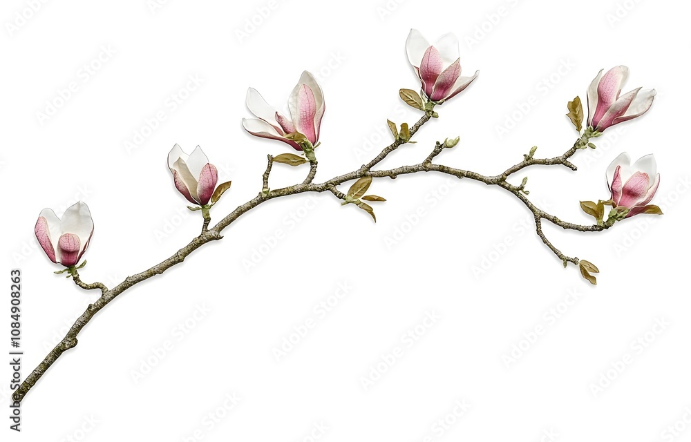 Obraz premium Delicate Pink Magnolia Buds on Branch
