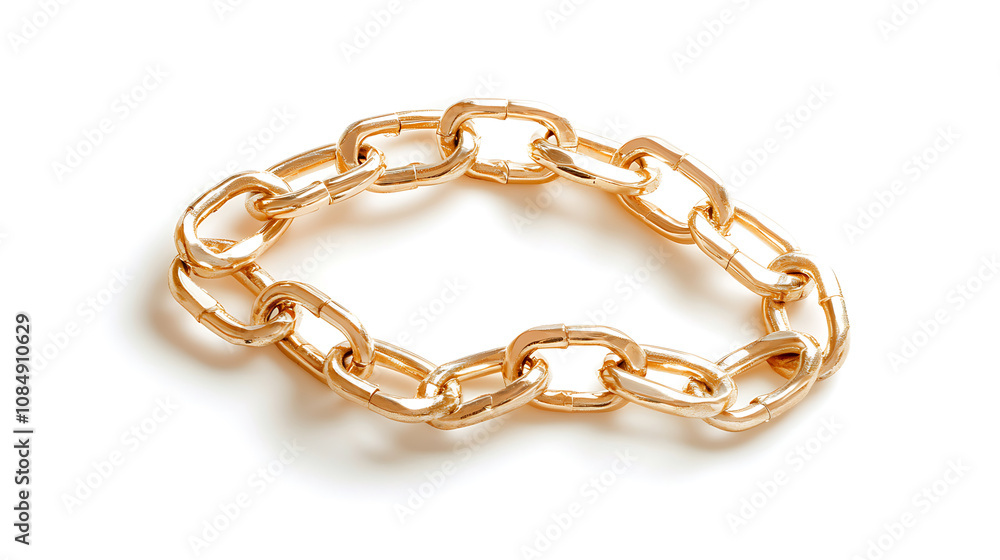 golden chain with interlocking links, isolated on white background, showcases elegance and style. Perfect for fashion or jewelry themes golden chain with interlocking links, isolated on white background, showcases elegance and style. Perfect for fashion or jewelry themes