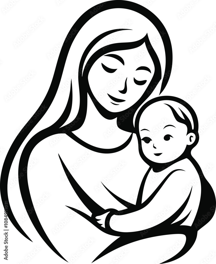 A woman holding a baby with a picture of a woman and her child
A woman holding a baby with a picture of a woman and her child