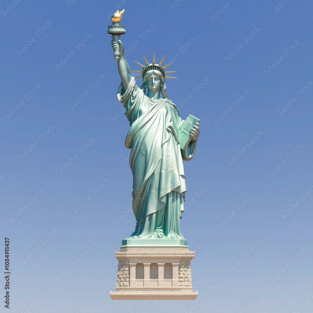 Obraz premium Statue of Liberty Close-up on Pedestal, New York City USA Isolated on Background