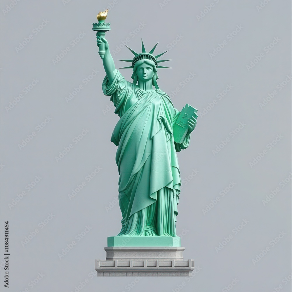 Fototapeta premium Statue of Liberty Close-up on Pedestal, New York City USA Isolated on Background