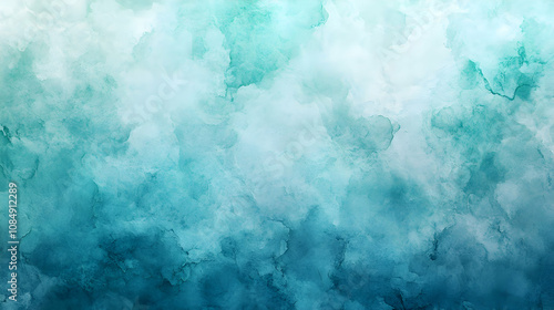 Abstract Watercolor Background - Teal Blue and White Wash