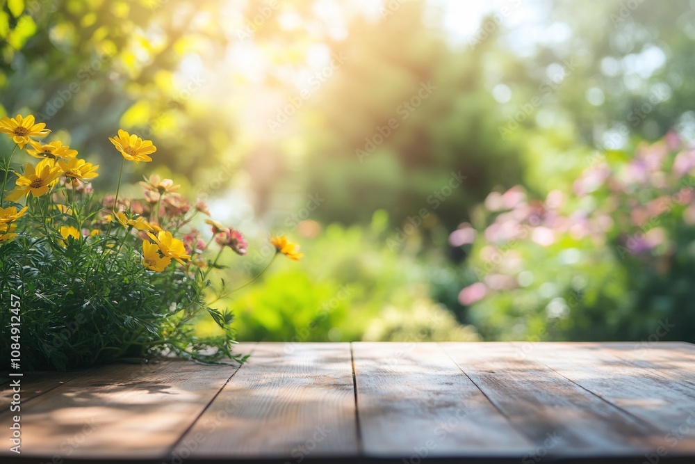 Sunny Outdoor Dining Table Surrounded by Nature Sunny Outdoor Dining Table Surrounded by Nature