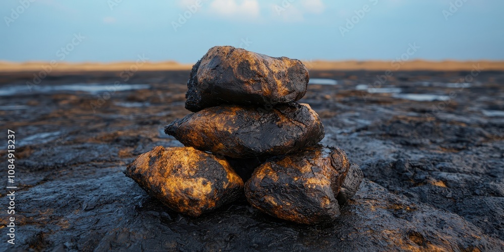 Environmental Pollution Rocky coastal formation at low tide Coastal , Cleanup Environmental Pollution Rocky coastal formation at low tide Coastal , Cleanup